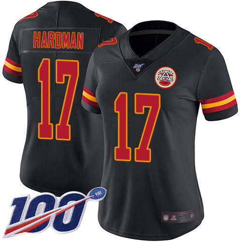 Nike Chiefs #17 Mecole Hardman Black Women's Stitched NFL Limited Rush 100th Season Jersey Nike Chiefs #17 Mecole Hardman Black Women's Stitched NFL Limited Rush 100th Season Jersey