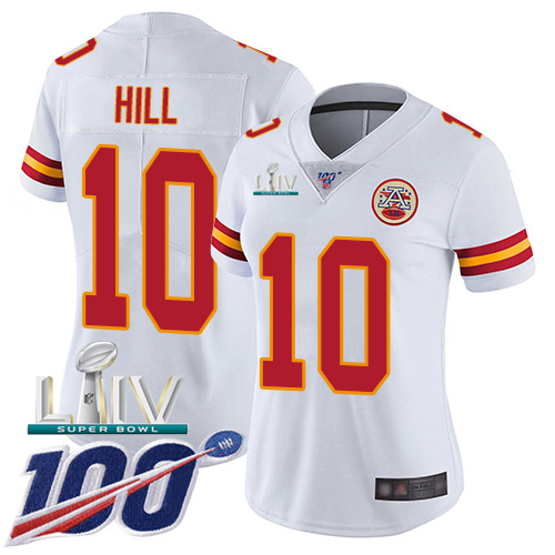 Nike Chiefs #10 Tyreek Hill White Super Bowl LIV 2020 Women's Stitched NFL 100th Season Vapor Untouchable Limited Jersey Nike Chiefs #10 Tyreek Hill White Super Bowl LIV 2020 Women's Stitched NFL 100th Season Vapor Untouchable Limited Jersey