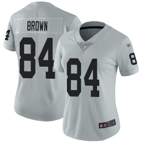 Nike Raiders #84 Antonio Brown Silver Women's Stitched NFL Limited Inverted Legend Jersey Nike Raiders #84 Antonio Brown Silver Women's Stitched NFL Limited Inverted Legend Jersey