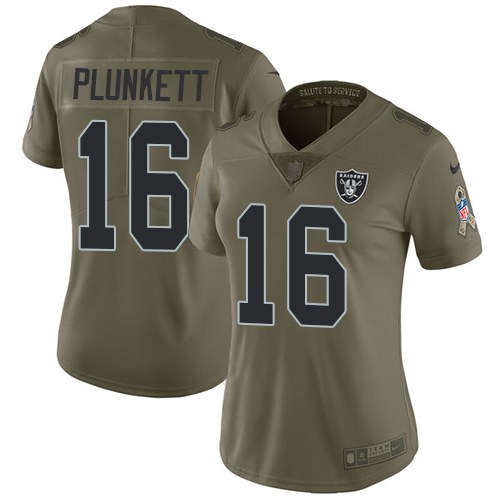 Nike Raiders #16 Jim Plunkett Olive Women's Stitched NFL Limited 2017 Salute to Service Jersey Nike Raiders #16 Jim Plunkett Olive Women's Stitched NFL Limited 2017 Salute to Service Jersey