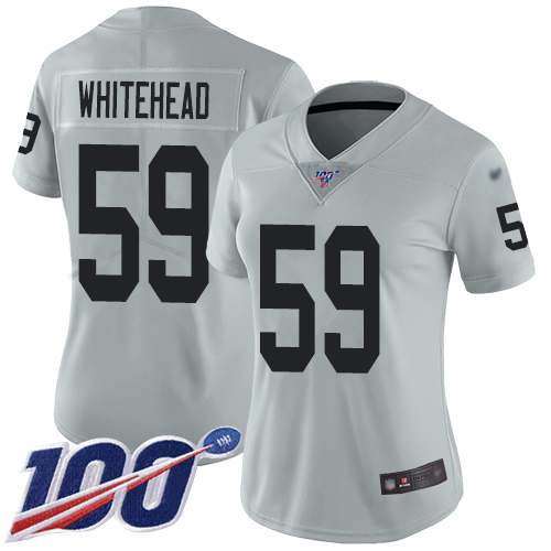 Nike Raiders #59 Tahir Whitehead Silver Women's Stitched NFL Limited Inverted Legend 100th Season Jersey Nike Raiders #59 Tahir Whitehead Silver Women's Stitched NFL Limited Inverted Legend 100th Season Jersey