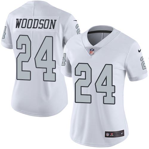 Nike Raiders #24 Charles Woodson White Women's Stitched NFL Limited Rush Jersey Nike Raiders #24 Charles Woodson White Women's Stitched NFL Limited Rush Jersey