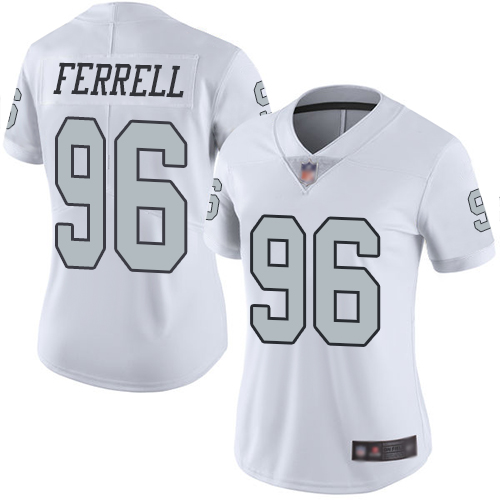 Nike Raiders #96 Clelin Ferrell White Women's Stitched NFL Limited Rush Jersey Nike Raiders #96 Clelin Ferrell White Women's Stitched NFL Limited Rush Jersey
