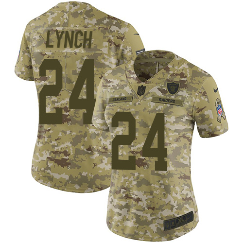 Nike Raiders #24 Marshawn Lynch Camo Women's Stitched NFL Limited 2018 Salute to Service Jersey Nike Raiders #24 Marshawn Lynch Camo Women's Stitched NFL Limited 2018 Salute to Service Jersey