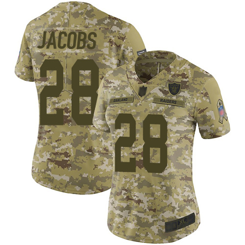 Nike Raiders #28 Josh Jacobs Camo Women's Stitched NFL Limited 2018 Salute to Service Jersey Nike Raiders #28 Josh Jacobs Camo Women's Stitched NFL Limited 2018 Salute to Service Jersey