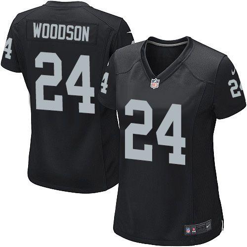 Nike Raiders #24 Charles Woodson Black Team Color Women's Stitched NFL Elite Jersey Nike Raiders #24 Charles Woodson Black Team Color Women's Stitched NFL Elite Jersey