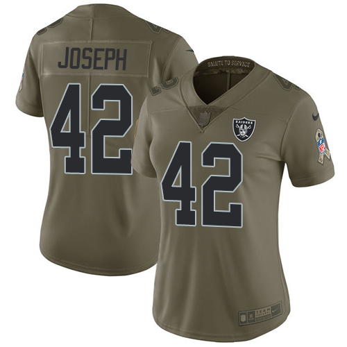 Nike Raiders #42 Karl Joseph Olive Women's Stitched NFL Limited 2017 Salute to Service Jersey Nike Raiders #42 Karl Joseph Olive Women's Stitched NFL Limited 2017 Salute to Service Jersey