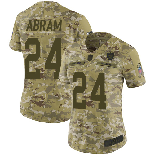 Nike Raiders #24 Johnathan Abram Camo Women's Stitched NFL Limited 2018 Salute to Service Jersey Nike Raiders #24 Johnathan Abram Camo Women's Stitched NFL Limited 2018 Salute to Service Jersey