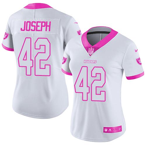 Nike Raiders #42 Karl Joseph White/Pink Women's Stitched NFL Limited Rush Fashion Jersey Nike Raiders #42 Karl Joseph White/Pink Women's Stitched NFL Limited Rush Fashion Jersey