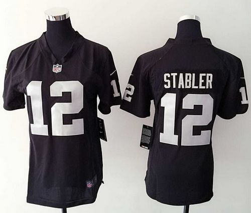 Nike Raiders #12 Kenny Stabler Black Team Color Women's Stitched NFL Elite Jersey Nike Raiders #12 Kenny Stabler Black Team Color Women's Stitched NFL Elite Jersey