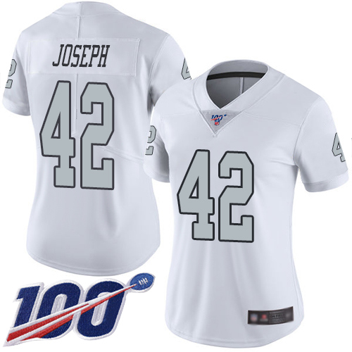 Nike Raiders #42 Karl Joseph White Women's Stitched NFL Limited Rush 100th Season Jersey Nike Raiders #42 Karl Joseph White Women's Stitched NFL Limited Rush 100th Season Jersey