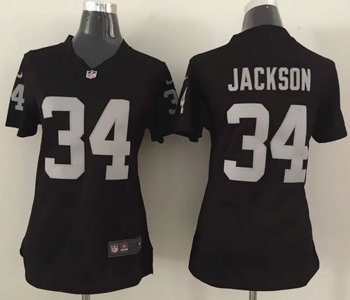 Nike Raiders #34 Bo Jackson Black Team Color Women's Stitched NFL Elite Jersey Nike Raiders #34 Bo Jackson Black Team Color Women's Stitched NFL Elite Jersey