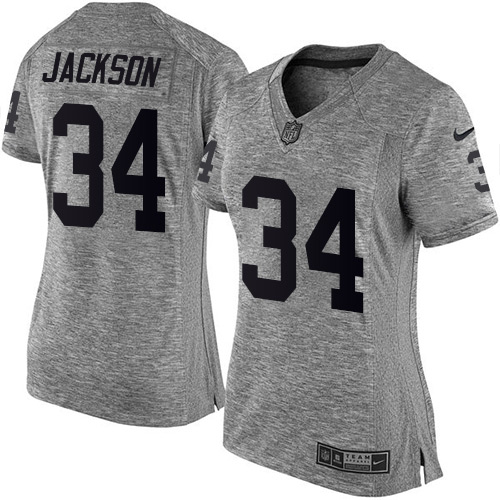 Nike Raiders #34 Bo Jackson Gray Women's Stitched NFL Limited Gridiron Gray Jersey Nike Raiders #34 Bo Jackson Gray Women's Stitched NFL Limited Gridiron Gray Jersey