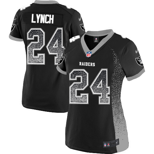 Nike Raiders #24 Marshawn Lynch Black Women's Stitched NFL Elite Drift Fashion Jersey Nike Raiders #24 Marshawn Lynch Black Women's Stitched NFL Elite Drift Fashion Jersey