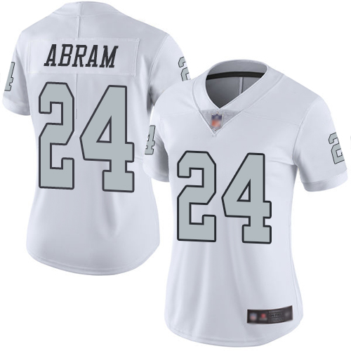 Nike Raiders #24 Johnathan Abram White Women's Stitched NFL Limited Rush Jersey Nike Raiders #24 Johnathan Abram White Women's Stitched NFL Limited Rush Jersey