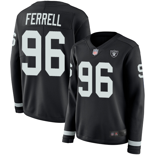 Nike Raiders #96 Clelin Ferrell Black Team Color Women's Stitched NFL Limited Therma Long Sleeve Jersey Nike Raiders #96 Clelin Ferrell Black Team Color Women's Stitched NFL Limited Therma Long Sleeve Jersey