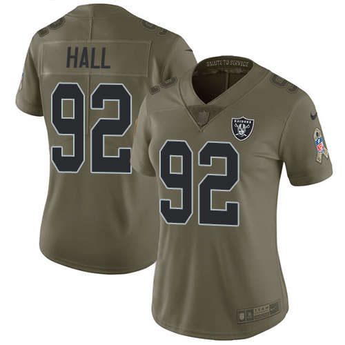 Nike Raiders #92 P.J. Hall Olive Women's Stitched NFL Limited 2017 Salute to Service Jersey Nike Raiders #92 P.J. Hall Olive Women's Stitched NFL Limited 2017 Salute to Service Jersey