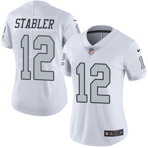 Nike Raiders #12 Kenny Stabler White Women's Stitched NFL Limited Rush Jersey Nike Raiders #12 Kenny Stabler White Women's Stitched NFL Limited Rush Jersey