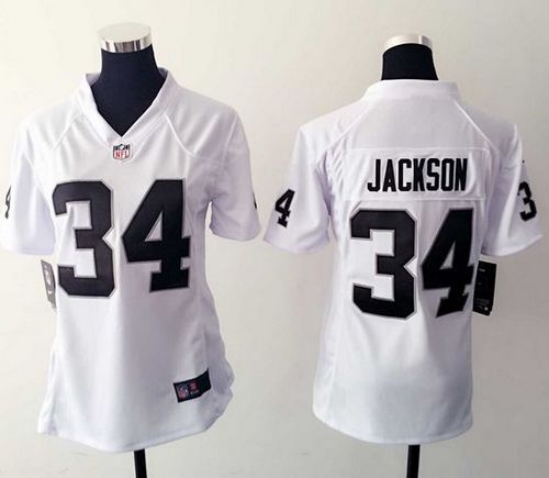 Nike Raiders #34 Bo Jackson White Women's Stitched NFL Elite Jersey Nike Raiders #34 Bo Jackson White Women's Stitched NFL Elite Jersey