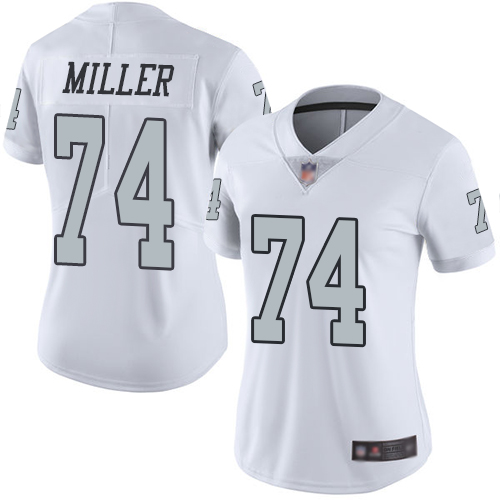Nike Raiders #74 Kolton Miller White Women's Stitched NFL Limited Rush Jersey Nike Raiders #74 Kolton Miller White Women's Stitched NFL Limited Rush Jersey