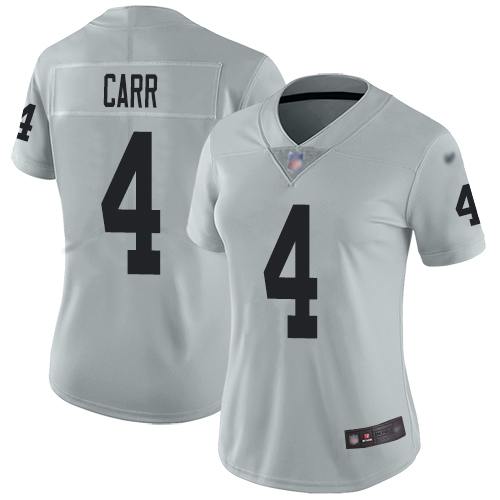 Nike Raiders #4 Derek Carr Silver Women's Stitched NFL Limited Inverted Legend Jersey Nike Raiders #4 Derek Carr Silver Women's Stitched NFL Limited Inverted Legend Jersey