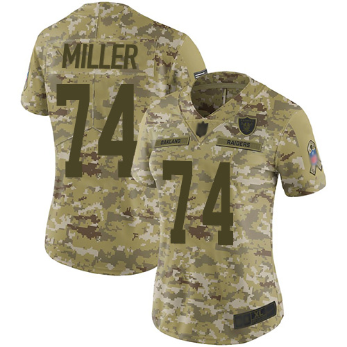 Nike Raiders #74 Kolton Miller Camo Women's Stitched NFL Limited 2018 Salute to Service Jersey Nike Raiders #74 Kolton Miller Camo Women's Stitched NFL Limited 2018 Salute to Service Jersey