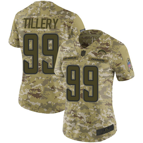 Nike Chargers #99 Jerry Tillery Camo Women's Stitched NFL Limited 2018 Salute to Service Jersey Nike Chargers #99 Jerry Tillery Camo Women's Stitched NFL Limited 2018 Salute to Service Jersey