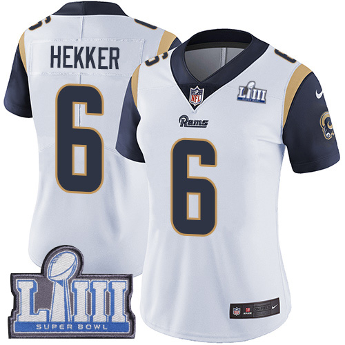 Nike Rams #6 Johnny Hekker White Super Bowl LIII Bound Women's Stitched NFL Vapor Untouchable Limited Jersey Nike Rams #6 Johnny Hekker White Super Bowl LIII Bound Women's Stitched NFL Vapor Untouchable Limited Jersey