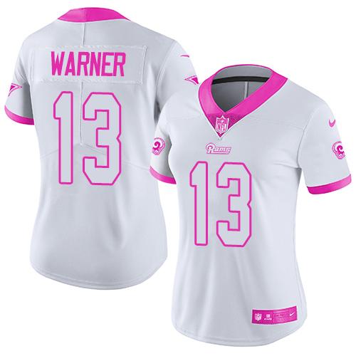 Nike Rams #13 Kurt Warner White/Pink Women's Stitched NFL Limited Rush Fashion Jersey Nike Rams #13 Kurt Warner White/Pink Women's Stitched NFL Limited Rush Fashion Jersey