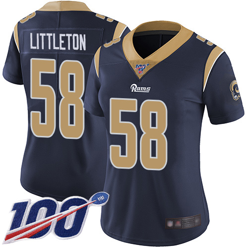 Nike Rams #58 Cory Littleton Navy Blue Team Color Women's Stitched NFL 100th Season Vapor Limited Jersey Nike Rams #58 Cory Littleton Navy Blue Team Color Women's Stitched NFL 100th Season Vapor Limited Jersey