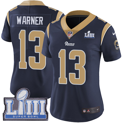 Nike Rams #13 Kurt Warner Navy Blue Team Color Super Bowl LIII Bound Women's Stitched NFL Vapor Untouchable Limited Jersey Nike Rams #13 Kurt Warner Navy Blue Team Color Super Bowl LIII Bound Women's Stitched NFL Vapor Untouchable Limited Jersey