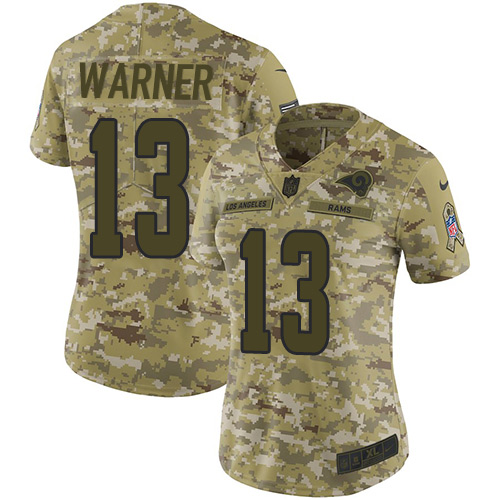 Nike Rams #13 Kurt Warner Camo Women's Stitched NFL Limited 2018 Salute to Service Jersey Nike Rams #13 Kurt Warner Camo Women's Stitched NFL Limited 2018 Salute to Service Jersey