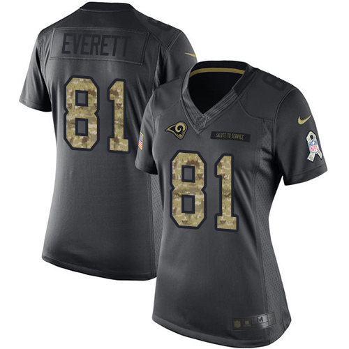 Nike Rams #81 Gerald Everett Black Women's Stitched NFL Limited 2016 Salute to Service Jersey Nike Rams #81 Gerald Everett Black Women's Stitched NFL Limited 2016 Salute to Service Jersey
