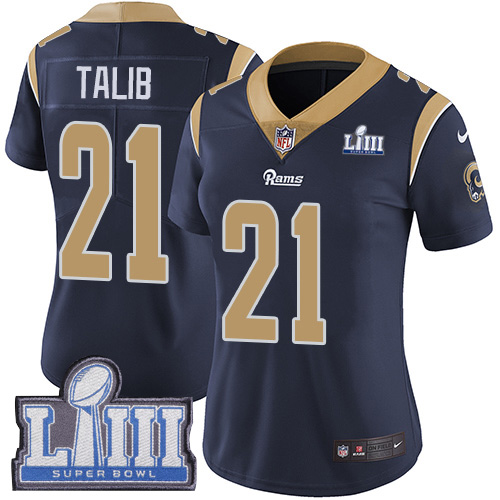 Nike Rams #21 Aqib Talib Navy Blue Team Color Super Bowl LIII Bound Women's Stitched NFL Vapor Untouchable Limited Jersey Nike Rams #21 Aqib Talib Navy Blue Team Color Super Bowl LIII Bound Women's Stitched NFL Vapor Untouchable Limited Jersey