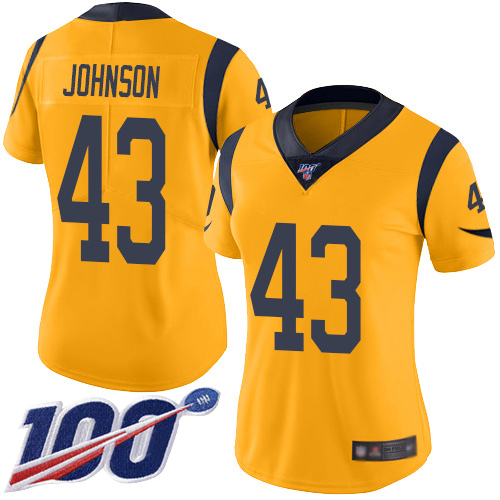 Nike Rams #43 John Johnson Gold Women's Stitched NFL Limited Rush 100th Season Jersey Nike Rams #43 John Johnson Gold Women's Stitched NFL Limited Rush 100th Season Jersey