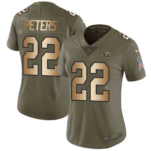 Nike Rams #22 Marcus Peters Olive/Gold Women's Stitched NFL Limited 2017 Salute to Service Jersey Nike Rams #22 Marcus Peters Olive/Gold Women's Stitched NFL Limited 2017 Salute to Service Jersey