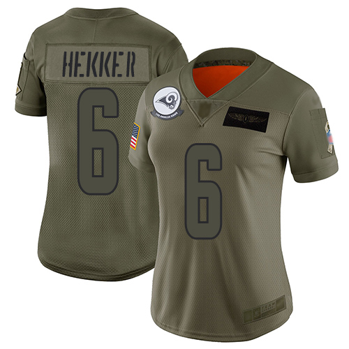 Nike Rams #6 Johnny Hekker Camo Women's Stitched NFL Limited 2019 Salute to Service Jersey Nike Rams #6 Johnny Hekker Camo Women's Stitched NFL Limited 2019 Salute to Service Jersey