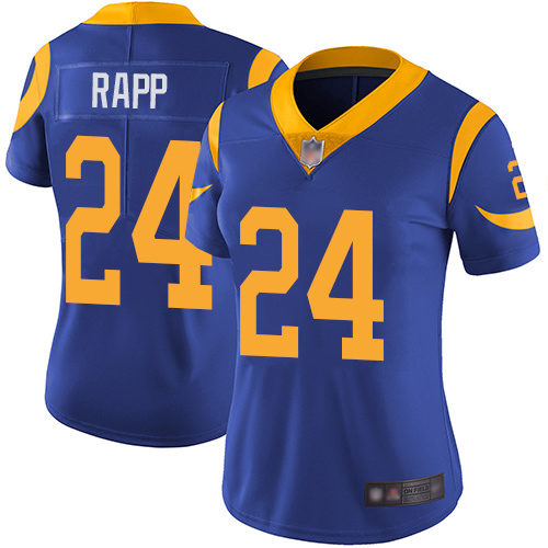 Nike Rams #24 Taylor Rapp Royal Blue Alternate Women's Stitched NFL Vapor Untouchable Limited Jersey Nike Rams #24 Taylor Rapp Royal Blue Alternate Women's Stitched NFL Vapor Untouchable Limited Jersey