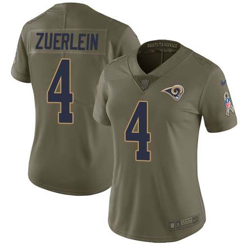 Nike Rams #4 Greg Zuerlein Olive Women's Stitched NFL Limited 2017 Salute to Service Jersey Nike Rams #4 Greg Zuerlein Olive Women's Stitched NFL Limited 2017 Salute to Service Jersey