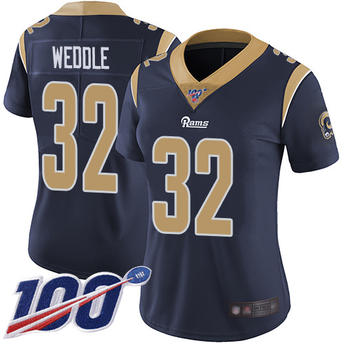 Nike Rams #32 Eric Weddle Navy Blue Team Color Women's Stitched NFL 100th Season Vapor Limited Jersey Nike Rams #32 Eric Weddle Navy Blue Team Color Women's Stitched NFL 100th Season Vapor Limited Jersey