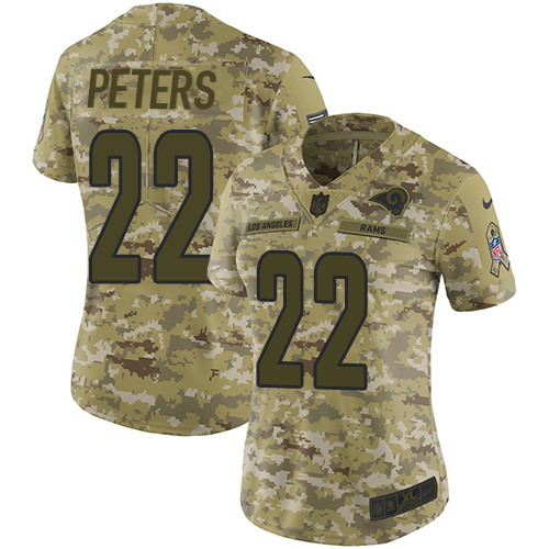 Nike Rams #22 Marcus Peters Camo Women's Stitched NFL Limited 2018 Salute to Service Jersey Nike Rams #22 Marcus Peters Camo Women's Stitched NFL Limited 2018 Salute to Service Jersey