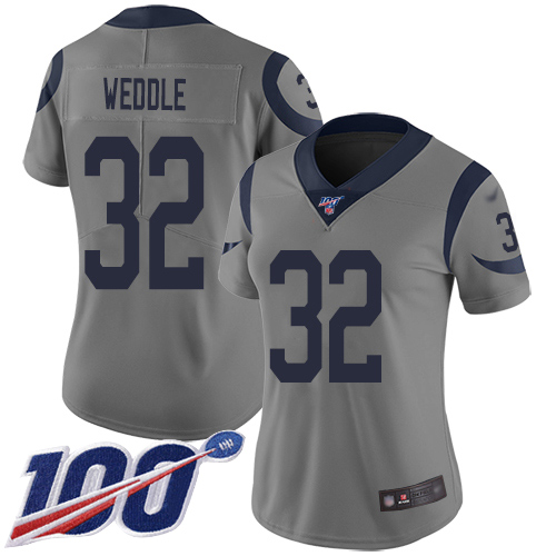 Nike Rams #32 Eric Weddle Gray Women's Stitched NFL Limited Inverted Legend 100th Season Jersey Nike Rams #32 Eric Weddle Gray Women's Stitched NFL Limited Inverted Legend 100th Season Jersey