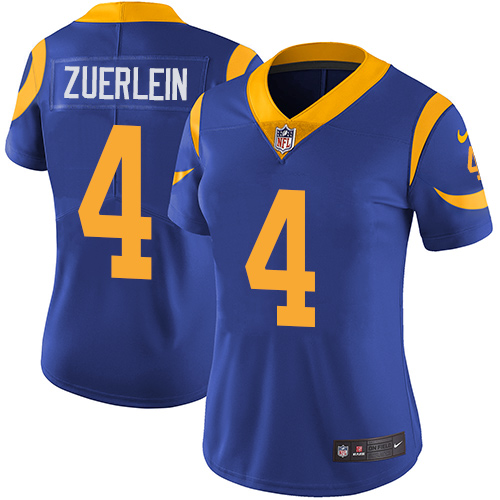 Nike Rams #4 Greg Zuerlein Royal Blue Alternate Women's Stitched NFL Vapor Untouchable Limited Jersey Nike Rams #4 Greg Zuerlein Royal Blue Alternate Women's Stitched NFL Vapor Untouchable Limited Jersey