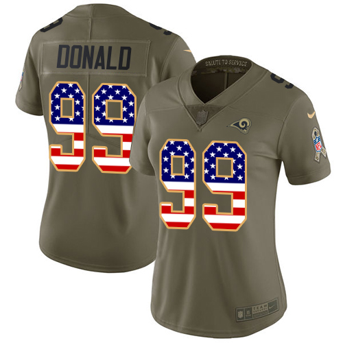 Nike Rams #99 Aaron Donald Olive/USA Flag Women's Stitched NFL Limited 2017 Salute to Service Jersey Nike Rams #99 Aaron Donald Olive/USA Flag Women's Stitched NFL Limited 2017 Salute to Service Jersey