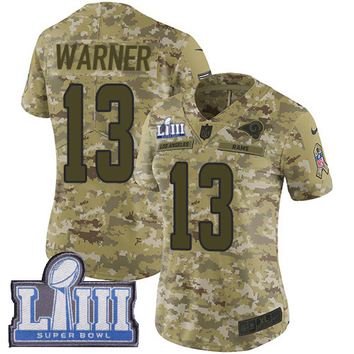 Nike Rams #13 Kurt Warner Camo Super Bowl LIII Bound Women's Stitched NFL Limited 2018 Salute to Service Jersey Nike Rams #13 Kurt Warner Camo Super Bowl LIII Bound Women's Stitched NFL Limited 2018 Salute to Service Jersey