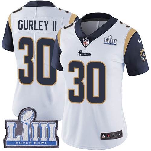 Nike Rams #30 Todd Gurley II White Super Bowl LIII Bound Women's Stitched NFL Vapor Untouchable Limited Jersey Nike Rams #30 Todd Gurley II White Super Bowl LIII Bound Women's Stitched NFL Vapor Untouchable Limited Jersey