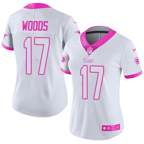 Nike Rams #17 Robert Woods White/Pink Women's Stitched NFL Limited Rush Fashion Jersey Nike Rams #17 Robert Woods White/Pink Women's Stitched NFL Limited Rush Fashion Jersey