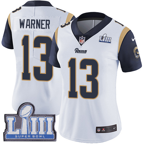 Nike Rams #13 Kurt Warner White Super Bowl LIII Bound Women's Stitched NFL Vapor Untouchable Limited Jersey Nike Rams #13 Kurt Warner White Super Bowl LIII Bound Women's Stitched NFL Vapor Untouchable Limited Jersey