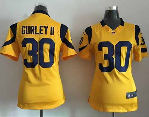 Nike Rams #30 Todd Gurley II Gold Women's Stitched NFL Elite Rush Jersey Nike Rams #30 Todd Gurley II Gold Women's Stitched NFL Elite Rush Jersey