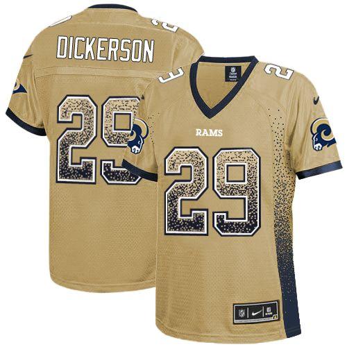 Nike Rams #29 Eric Dickerson Gold Women's Stitched NFL Elite Drift Fashion Jersey Nike Rams #29 Eric Dickerson Gold Women's Stitched NFL Elite Drift Fashion Jersey